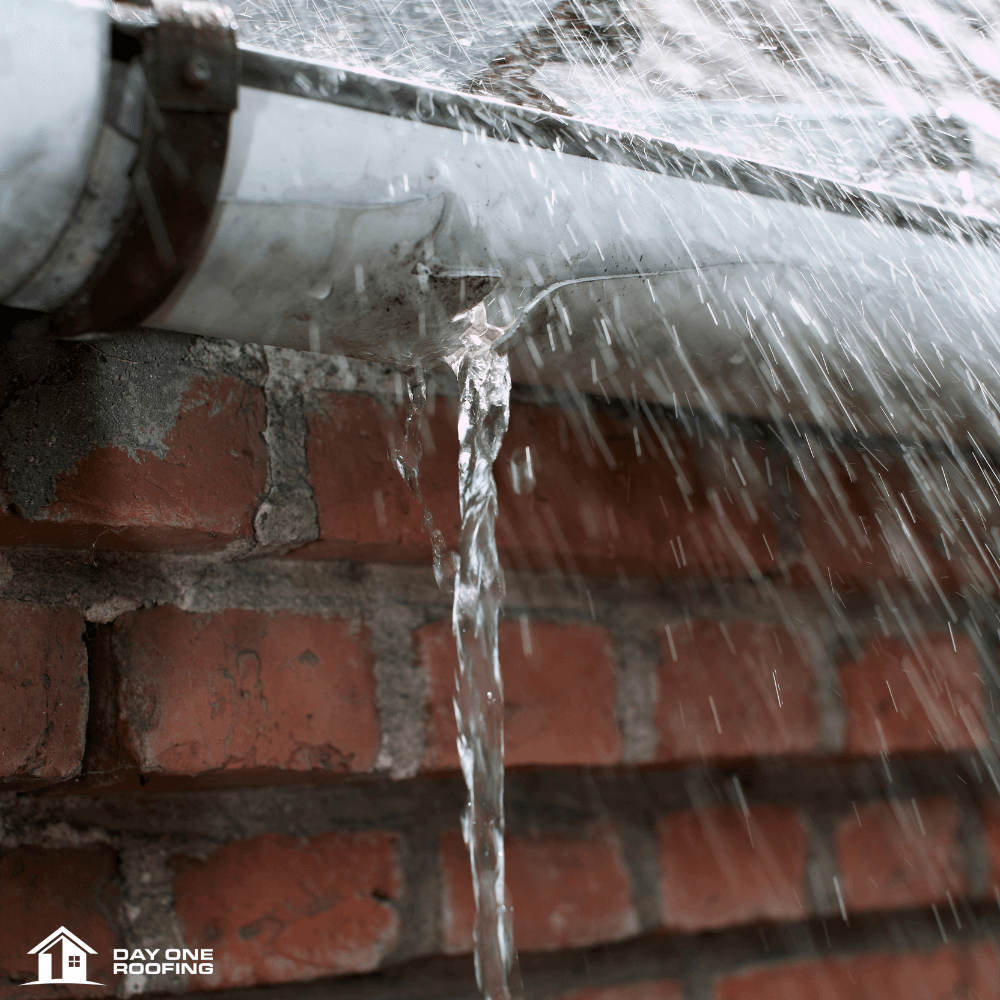Damaged gutter section pulling away from a home's fascia board