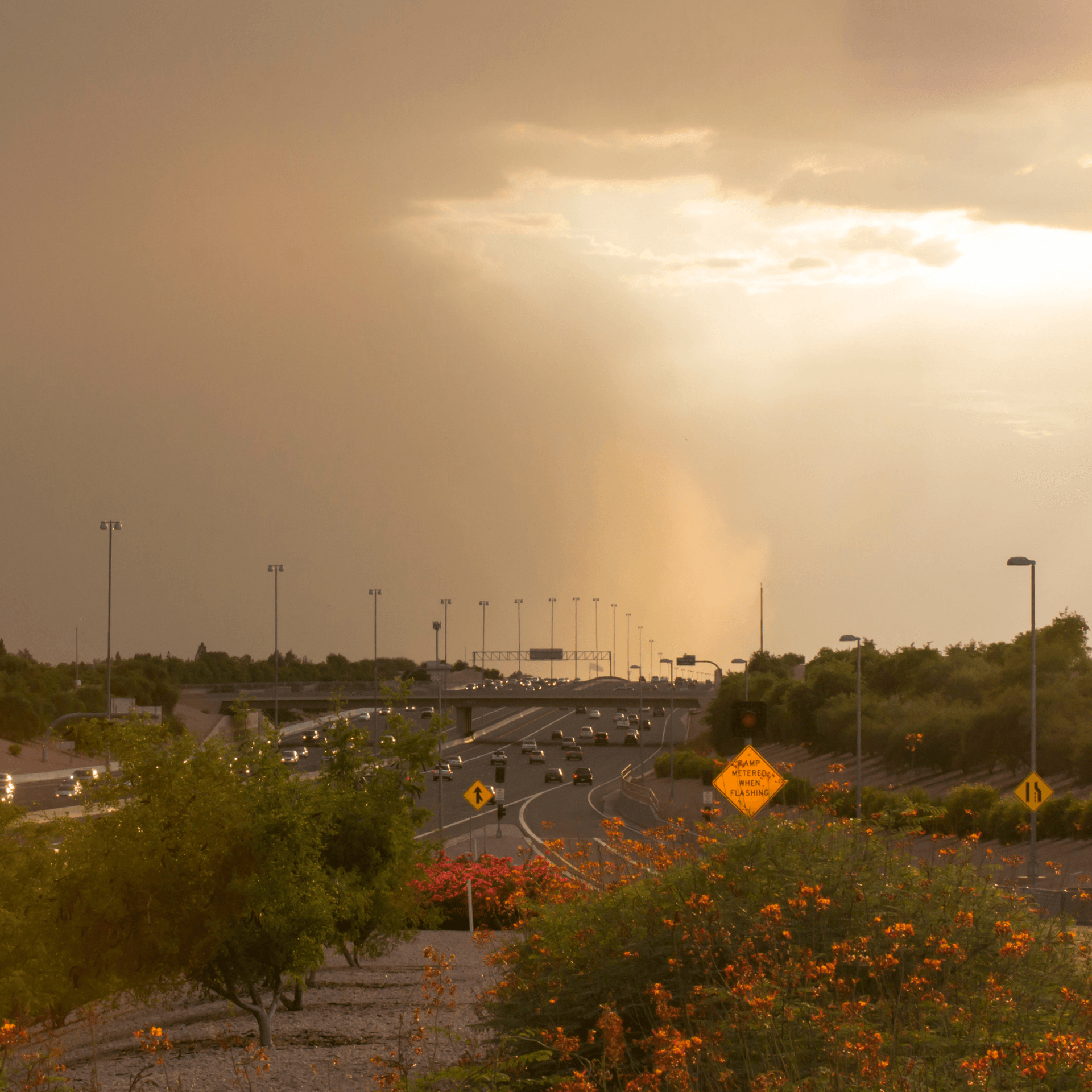 Monsoon storm clouds building over the Phoenix, AZ valley